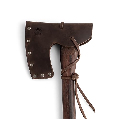 Valhalla Gear, Riveted Axe Head Sheath with String, Protector Case, Blade Safety Sleeve, Lumberjack, Camping Accessories, Full Grain Leather, Handmade, Bourbon Brown