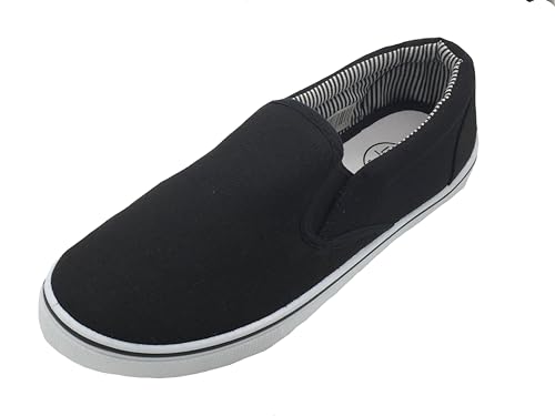 GladRags Zapatos de verano de lona para hombre, zapatos de verano, zapatos de tacón de talla 7-12, negro y blanco, 44 EU GladRags Zapatos de verano de lona para hombre, zapatos de verano, zapatos de tacón de talla 7-12, negro y blanco, 44 EU