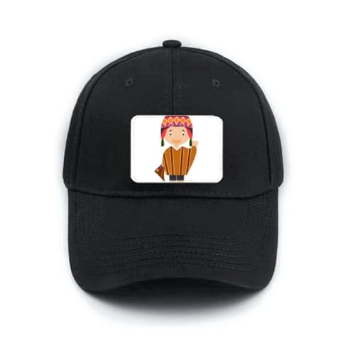 Casquette de baseball noire réglable : le chapeau coloré Pérou cartoon qui s'ajuste à vous