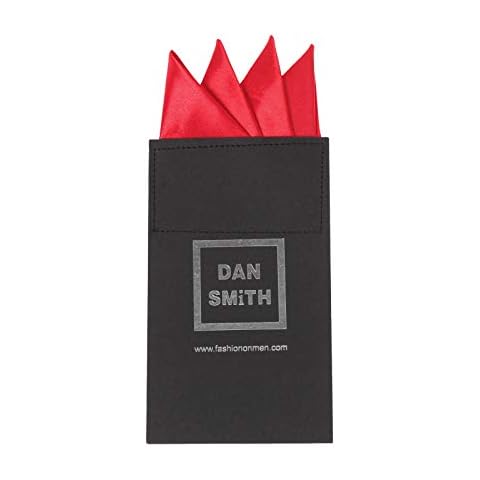 Dan Smith Mens Formal Pocket Squares Red Solid Pocket Squares Satin Funny Summer C.C.Y.J.003 Red Cover