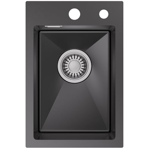 CECIPA Spülbecken Schwarz Anthrazit 30 * 45CM, Küchenspüle Edelstahl 201...