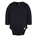 Gerber Baby Long Sleeve Solid Onesies Multi-Pack Interlock 180 GSM, Black, 18 Months
