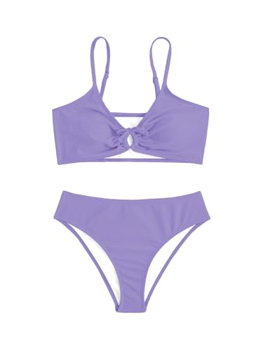 Image of QJQ Girl's 2 Piece Swimsuits Disty Floral Ring Linked Bathing Suit Cute Bikini Sets