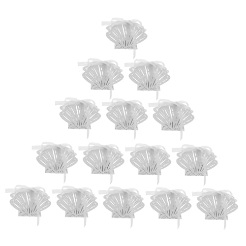 Anneome 25piezas Cajas Diseño De Concha Para Bodas y Cumpleaños Envases Prácticos Para Chocolates Blancas y Elegantes