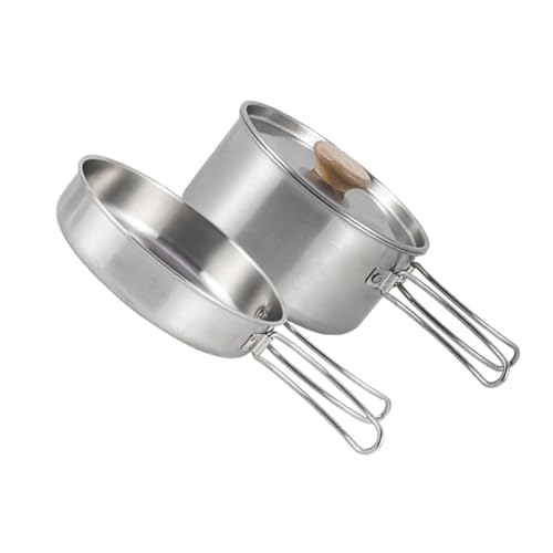 Toddmomy 1 Ensemble Poêle Acier Inoxydable pour Camping Ensemble de Casserole Portable avec Poignée Rétractable Ustensile de Cuisine pour Barbecue et Randonnée
