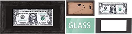 Space Art Deco, 4X9 Dark Brown Textured Frame Includes Black Mat, Easel Stand For Desk Or D-Ring Hangers For Wall Mounting Display For First Dollar Frame (Set Of 1) #TOP6