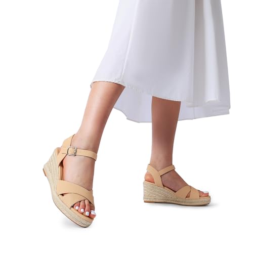DREAM PAIRS Espadrille Dressy Wedge Sandals, Women's Platform Sandals Casual Summer, Comfortable High Heeled Wedges with Adjustable Buckle4
