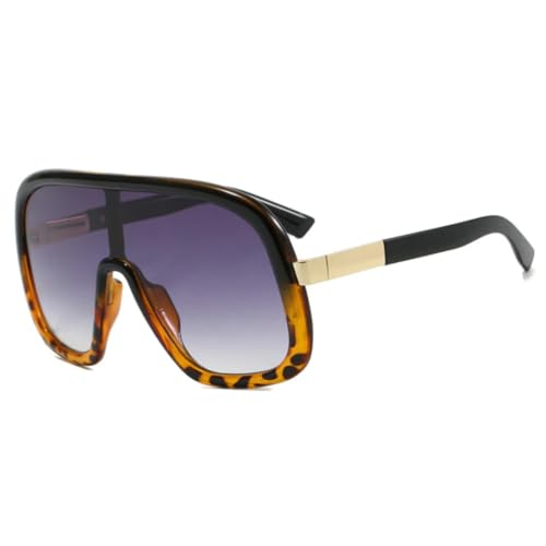 Lunettes de soleil punk UV400 surdimensionnées pour sport de plein air noir et léopard
