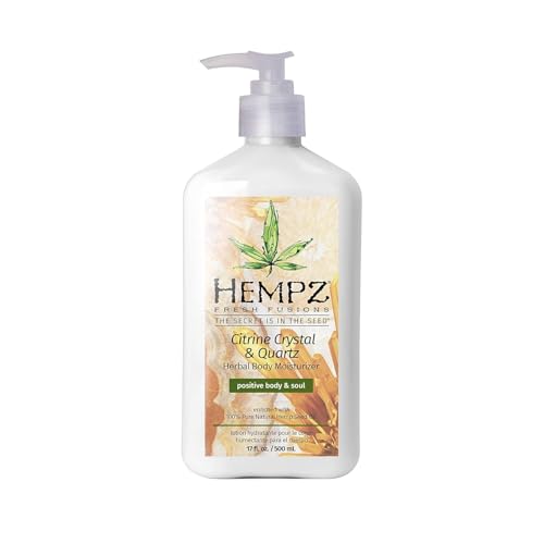 HEMPZ Body Lotion - Citrine Crystal & Quartz Daily Moisturizing Cream, Shea Butter Hand and Body Moisturizer - Hemp Extract Lotion - Skin Care Products, Pure Organic Hemp Seed Oil - 17 Fl Oz