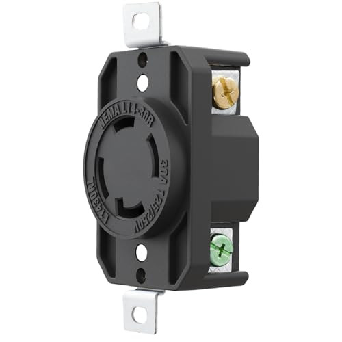 Yomiuwo 1 Pack NEMA L1430R Flush Mounting Locking Receptacle 30 Amp Twist Lock L1430 Outlet  3-Pole 4-Wire 125/250V L1430R Plug Compatible Industrial L14 30R Receptacle UL Listed E309821