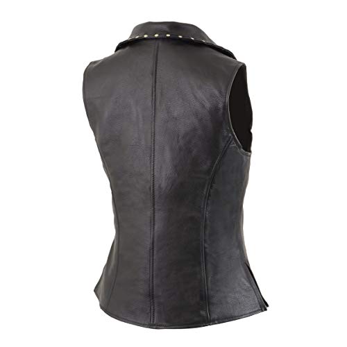 Milwaukee Leather MLL4503 Women's Black V-Neck Leather Classic Motorcycle Rider Vest w/Riveted Lapel Collar - X-Small4