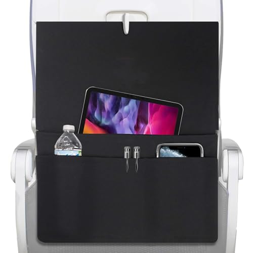 Spizummp Funda para mesa de avión con bolsillos, organizador de respaldo de asiento Oxford Airline, bandeja de avión reutilizable con múltiples compartimentos para volar