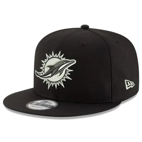 New Era NFL 9FIFTY Black White Adjustable Snapback Hat Cap One Size Fits All (Miami Dolphins)