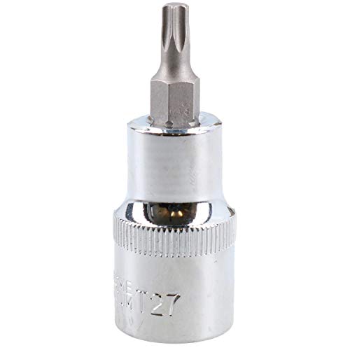 Image of T27 Male Torx Bit Star Socket 1/2" Drive Standard Internal Chrome Vanadium Steel