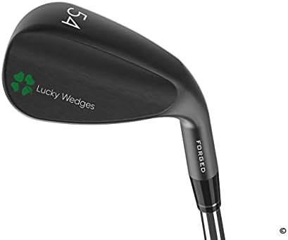 Lucky Wedges Black 54 Degree Gap Wedge – 12 Degrees Bounce, 35.125″ Regular Flex Steel Shaft, Forged Soft Carbon Steel, Right Handed, Soft Grips