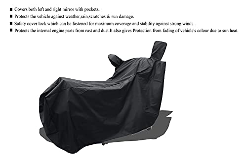 Image of Two Wheeler - Scooty - Bike Cover for Yamaha RX-135 Cover with Water-Resistant and Dust Proof Premium 190T Fabric Entire Black Large