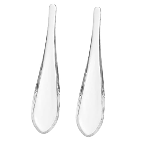 CIYODO 2pcs Glass Spoon Dessert Dinner Soup Spoons Restaurant Dessert Spoons Tea Stirrers Kitchen Essentials Transparent Rice Spoons Household Tablespoons Espresso Spoons Mixing Spoon