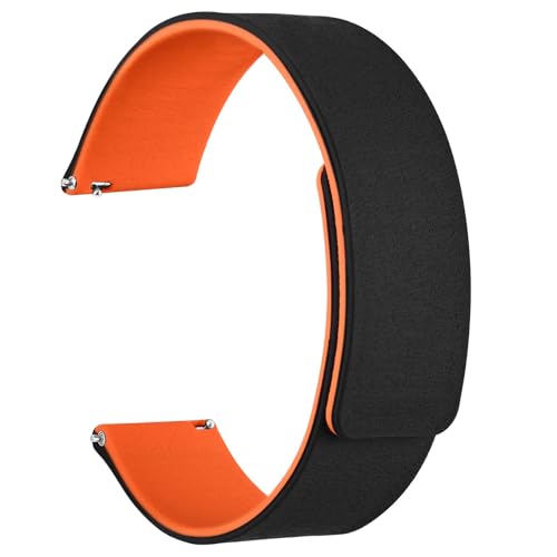 WOCCI 22mm Correa de Reloj Magnética, Silicona de Grano de Madera, Liberación Rápida (Negro+Naranja)