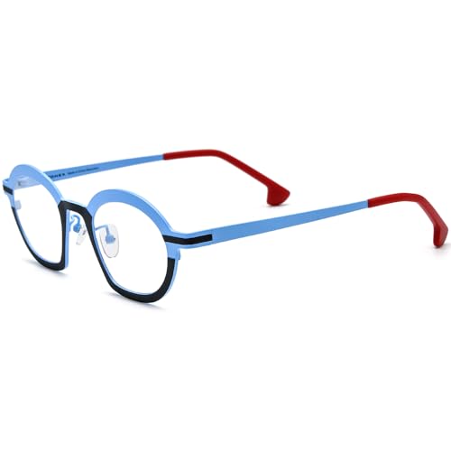 Image of FONEX Colorful Pure Titanium Glasses Frame Women Retro Round Eyeglasses