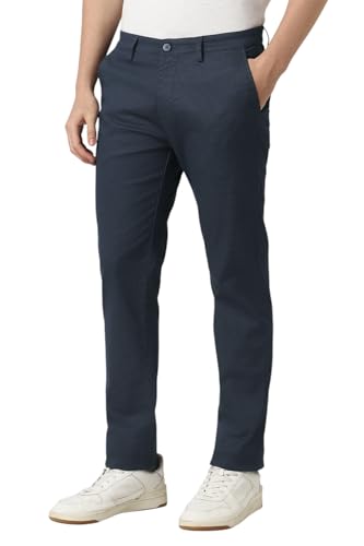 Image of Peter England Men's Straight Fit Mid Rise Chino Casual Trouser with Premium Dobby