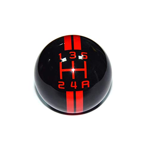 SMKJ 5 Speed Red line Shift Knob Black Car Gear Stick Shift Shifter Knob Automatic Manual Shifter Knob Suitable for Most Transmission Vehicles