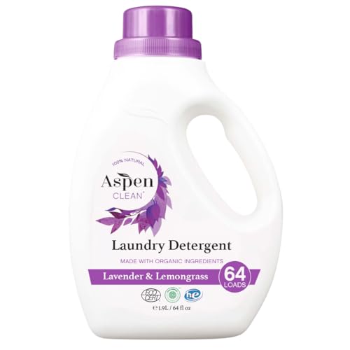 AspenClean HE Liquid Laundry Detergent, Lavender & Lemongrass, EWG Verified, 64 fl oz
