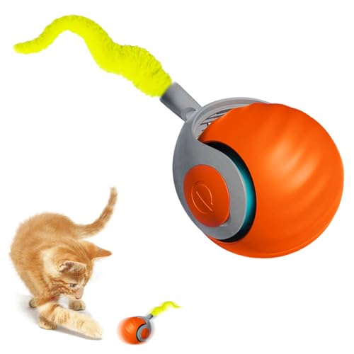 CHANCCI Interactief Kattenspeelgoed, Elektrisch Hondenbalspeelgoed met USB Oplaadkabel, 360° Slim Automatisch Rollende Dierenbal voor Grote Kleine Binnenhuiskatten