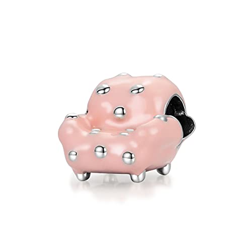 Pendentif canapé en argent 925 rose mignon et charm pour bracelet de femme