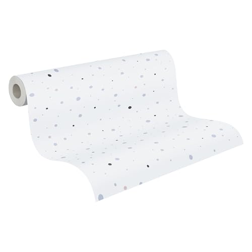 A.S. Création Papel pintado para habitación infantil Little Love con lunares, sin PVC, color gris, negro, blanco y rosa satinado, liso 381163