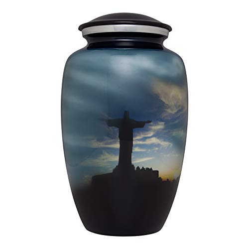 Jesus Funeral Cremation Urn - Cross Catholic Cremation Urn for