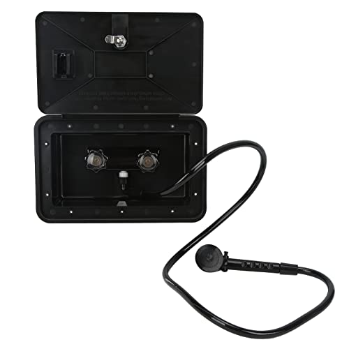 Depisuta Kit de Cabina de Ducha Exterior de ABS Negro Fácil de Limpiar, Manguera de 1,5 M para Autocaravana, Caravana, Equipo Deportivo