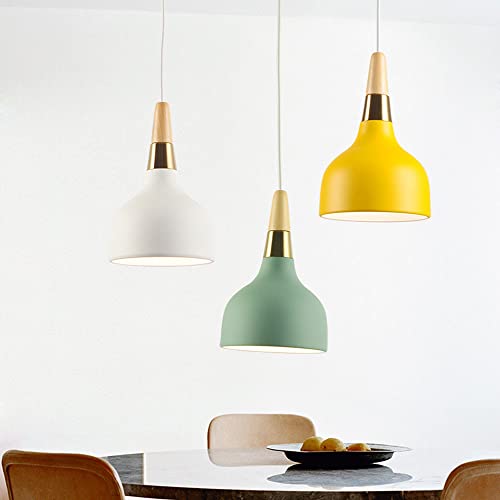 Lámpara colgante E27 moderna de madera con luz de techo pequeña para mesa comedor 6