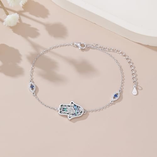 PROESS Hamsa Bracelet 925 Sterling Silver Evil Eye Hamsa Bracelet Hamsas Hand Jewelry Gifts for Women by PROESS - Used condition - Image 2