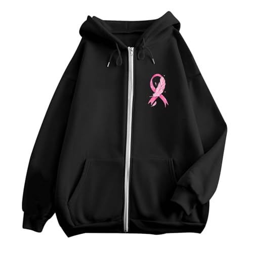 Sweat à capuche femme Octobre Rose veste zippée automne - 4