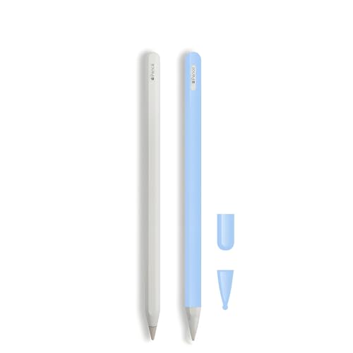 Image of Silicone Case for Apple Pencil Pro & Apple Pencil 2nd Generation, Light Pen Skin Cover Sleeve Accessories Soft Protective iPad Pencil Grip Holder with 2 Nib Covers, Sky Blue