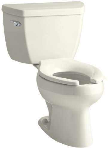 Kohler K-3531-96 Wellworth Pressure Lite Elongated 1.0 gpf Toilet with Left-Hand Trip Lever, Less Seat, Biscuit