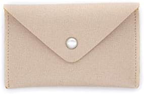 Crystalyn Kae | Ivory Leather Card Case | Mini Wallet with Pearl Snap | Made in the USA
