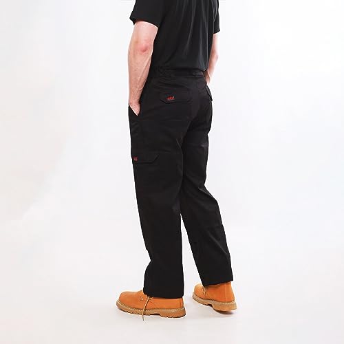 BKS Mens Combat Cargo Work Trousers Size 28 to 56 with Knee Pad Pockets in Black or Navy