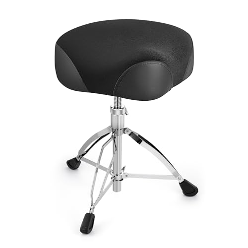 SONICAKE Saddle Drum Throne Anti-Slip Drum Throne with Adjustable Height Motorcycle Style Drum Stool for Adults and Drummers (Black)