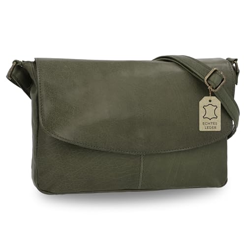 Gusti Leder Umhängetasche Damen - Maisie – Kleine Ledertasche Damen aus Rindsleder - Vintage Umhängetasche Leder mit Reißverschluss & Gurt