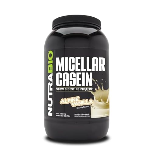 NutraBio Casein Protein Powder, Micellar Casien Powder, 25g Slow Digesting Protein, Helps Keep You Full, Overnight Muscle Recovery & Growth, BCAA & EAA, Gluten Free, Soy Free, 2lb Vanilla