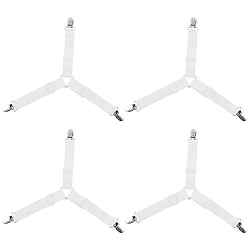 DEBEME 4pcs Tri�¢ngulo bot�n Clips Hoja de Cama Cama Hebillas el�¢sticas Pinzas Elementos de sujeci�n Titular de la Cubierta del colch�n Mantas Correas de Liga