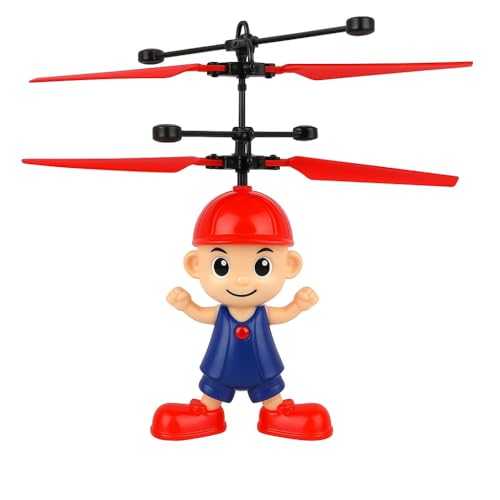 Image of Flying Cartoon Boy Helicopter Toy with Hand Sensor | Rechargeable LED Induction Drone for Kids | Infrared Control Flying Toy for Boys & Girls