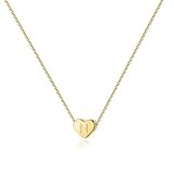 PAVOI 14K Yellow Gold Plated Mini Dainty Heart Initial Necklace | Slider Adjustable Necklace - 18' | Letter Necklaces for Women | N Initial