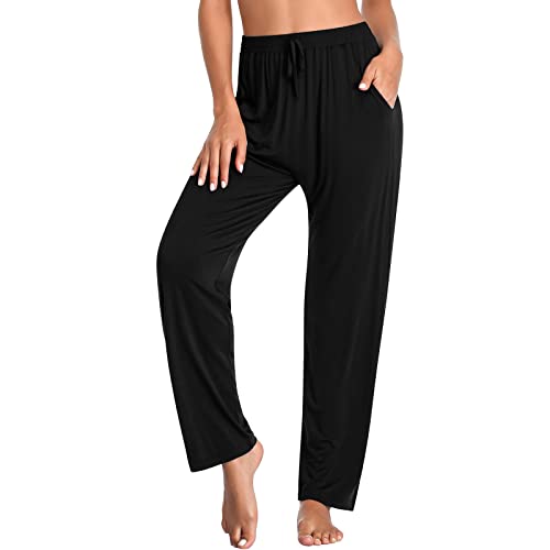 Image of Annenmy Women Wide Leg Pants Comfy Yoga Pants with Pockets High Waisted Drawstring Stretch Sweatpants
