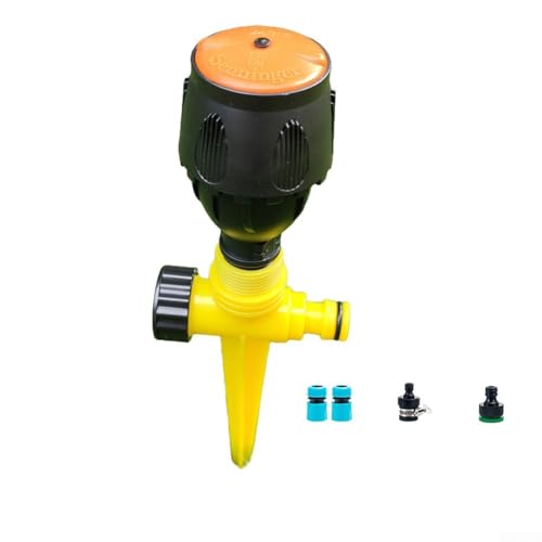 Sistema de riego automático de jardín con aspersor giratorio ajustable para una distribución uniforme del agua en césped, invernaderos y áreas al aire libre