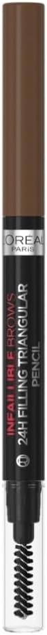 Eyebrow Liner, Brow Filling Triangular Pencil, Natural Matte Finish, With Spoolie Brush, Up to 24H Wear, Infallible 24H, 5.23 Light Brunette