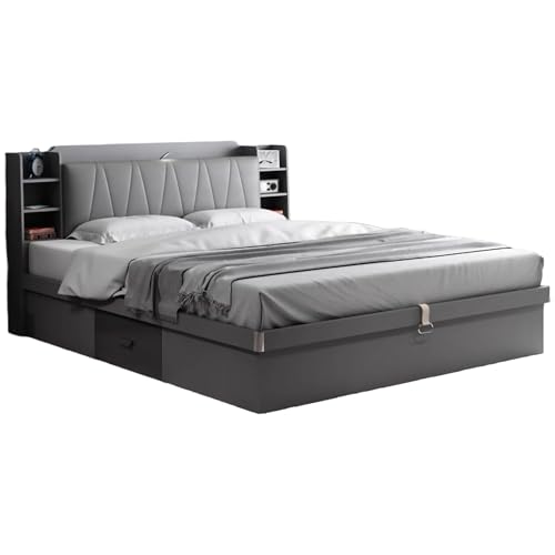 Opiniones de Base para Cama King Size Con Cajones disponible en línea. 46 Cama Queen Size Abatible, Cabecera con Compartimentos Y Puertos De Carga, Base Multifuncional Con Organizadores Y Cajones, Diseño Moderno Minimalista, Camas para Recamara Loft...