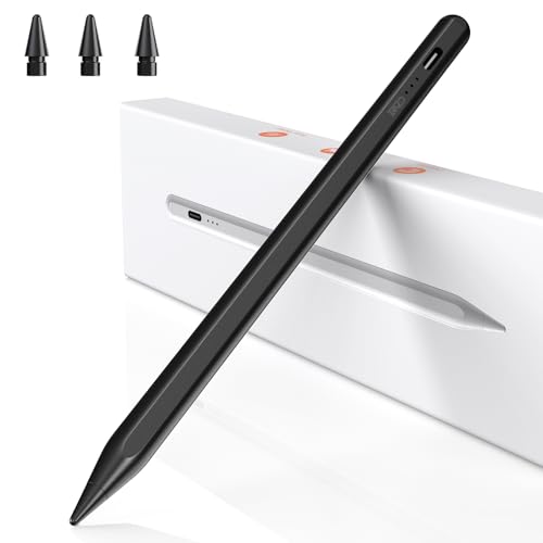 BAZO Lápiz para iPad Apple - 2018-2025 Pencil de 2ª generación de Carga rápida Palm Rejection Sensibilidad Stylus para iPad Pro 13''/12,9''/11''/iPad 6-11(A16).Gen/Mini 5/6.Gen/Air 3/4/M3-Negro
