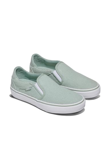 Vans Women's Asher Deluxe Slip-On Shoe | Comfortable Sneakers for Fashion, Walking & Everyday Wear, Waffle Knit Gray Olive, 7
